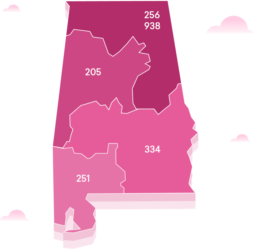 Mobile Alabama Area Code Map