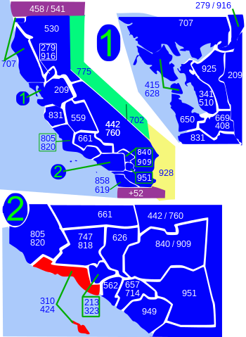 Area Code 310 and 424 Map