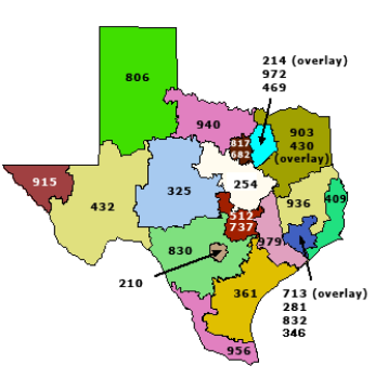 210 Area Code Map in Texas
